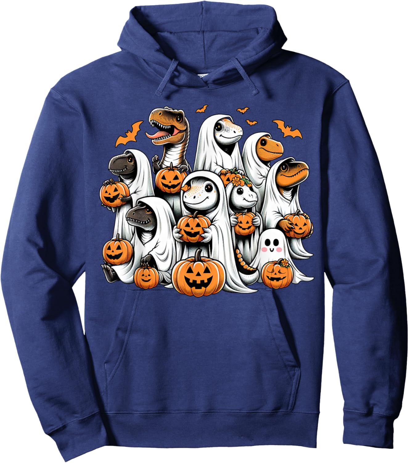 Cute Ghost Dinosaur T Rex Dressed As Ghost Funny Halloween Hoodie - Hoodie | Navy