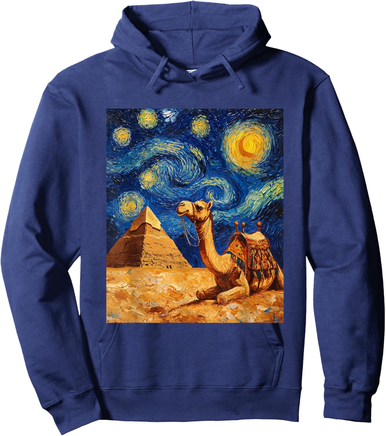 Camel Pyramid Egyptian Egypt - Van Gogh Style - Starry Night Hoodie - Hoodie | Navy
