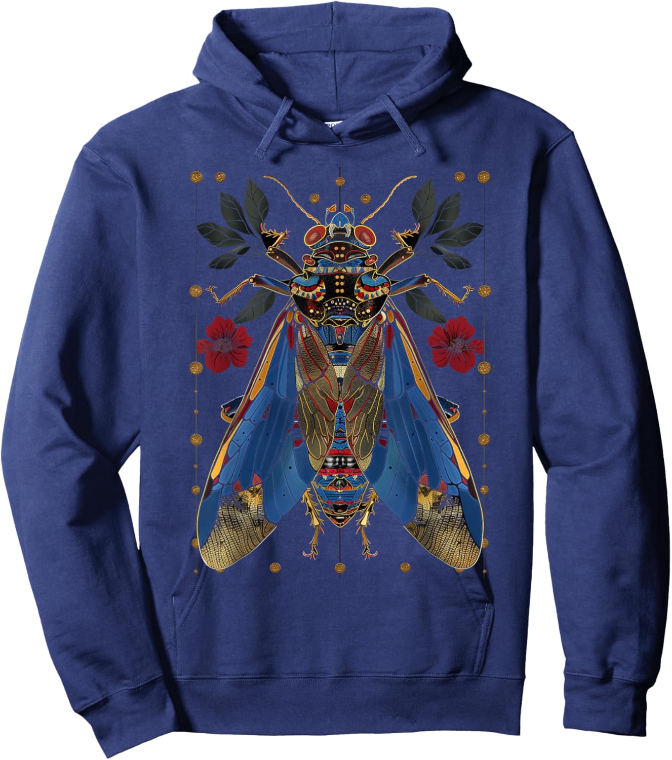 Cicadas Flowers Insects Beetle Vintage Tattoo Entomology Hoodie - Hoodie | Navy