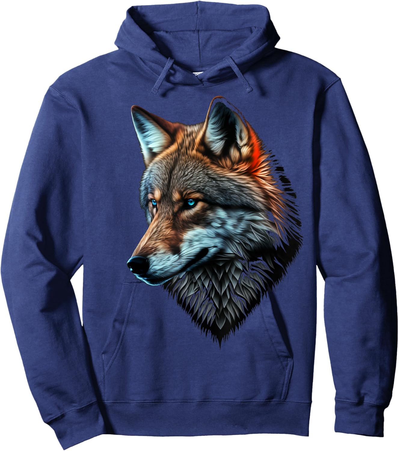 Wolf Portrait Blue Eyes Animal Print Art Wolf Hoodie - Hoodie | Navy