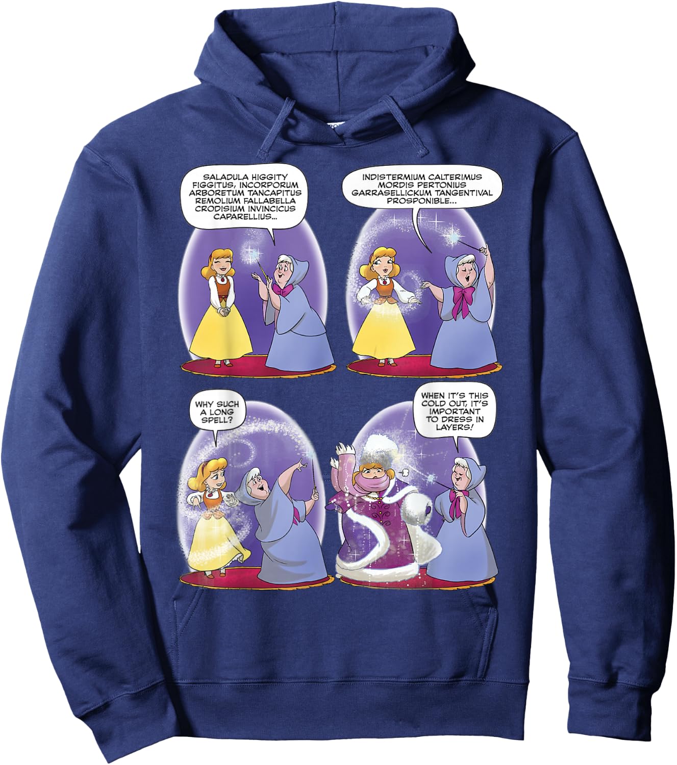 Disney Cinderella Fairy Godmother Dress In Layers Comic Hoodie - Hoodie | Navy