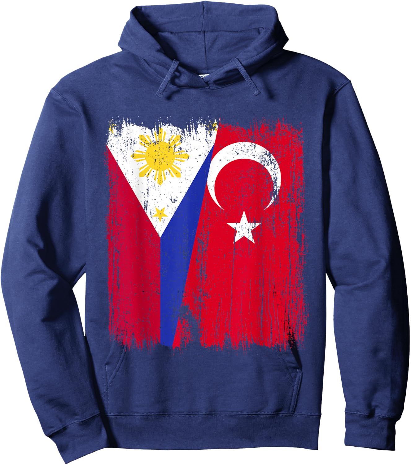 Philippines Turkey Half Flag Turkiye Filipino Turkish Jersey Hoodie - Hoodie | Navy
