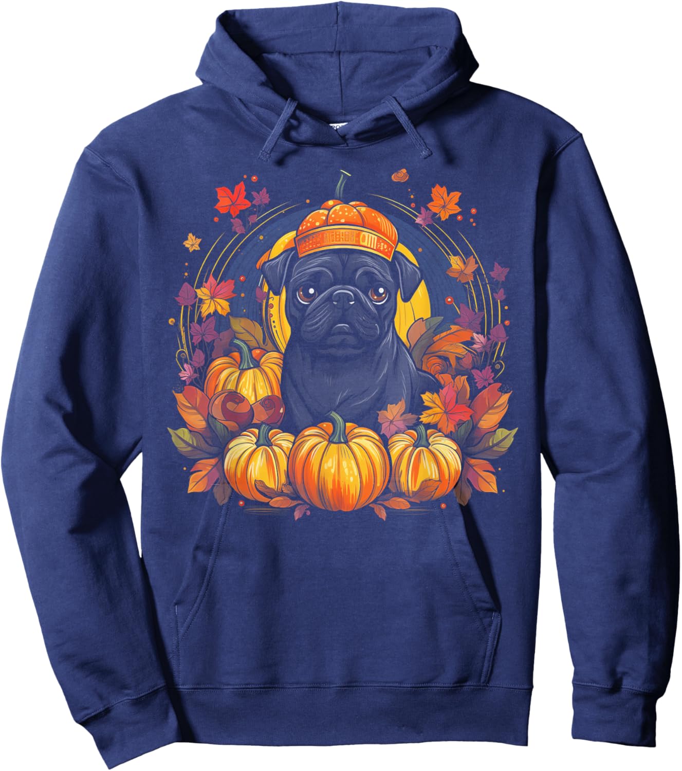 Pug Dog - Pumpkin Thanksgiving Fall Halloween Men Women Kids Hoodie - Hoodie | Navy