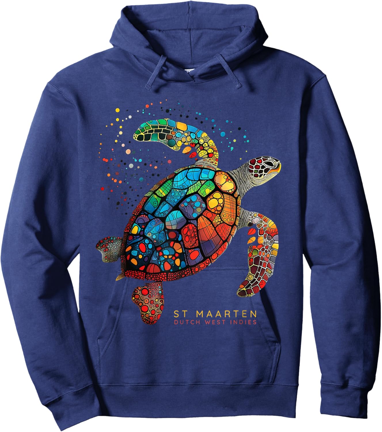 St Maarten Dutch West Indian Tribal Turtle St Martin Hoodie - Hoodie | Navy