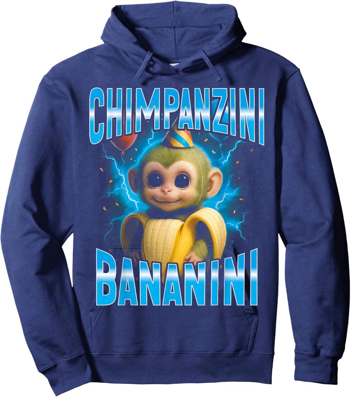 Surreal Italian Brainrot Meme Chimpanzini Bananini Birthday Hoodie - Hoodie | Navy