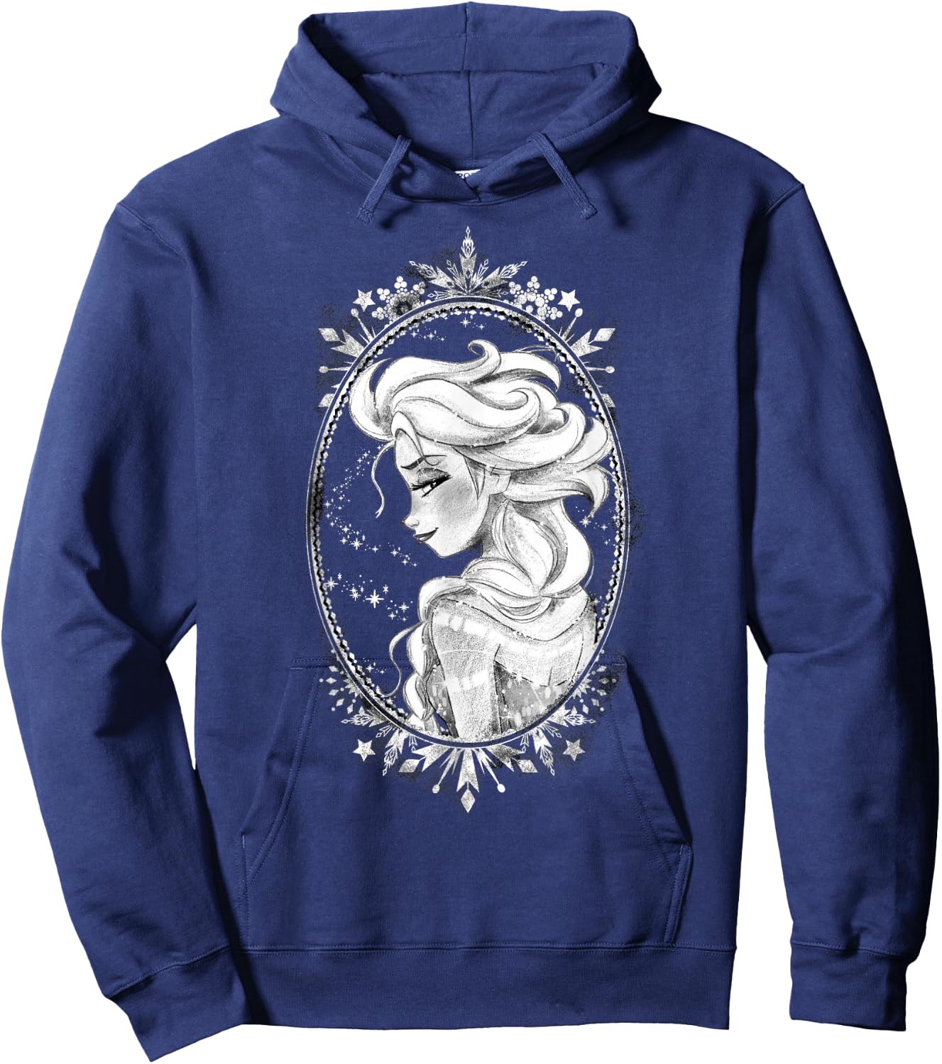 Disney Frozen Elsa Sketch Portrait Snowflakes Hoodie - Hoodie | Navy