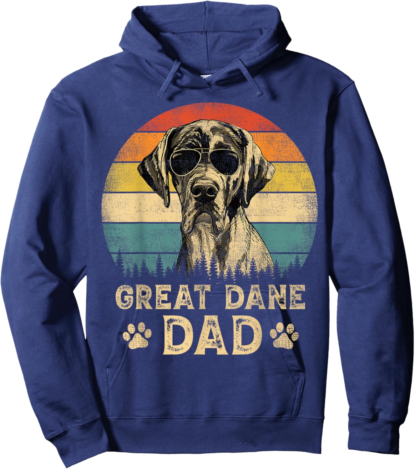 Vintage Great Dane Dad Dog Lovers Father's Day Hoodie - Hoodie | Navy