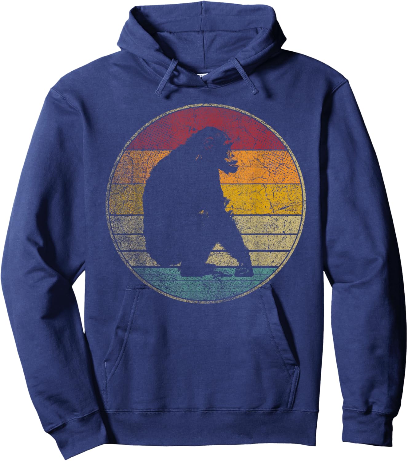 Chimpanzee Chimp Vintage Funny Retro Style 70s 80s Men Women Hoodie - Hoodie | Navy