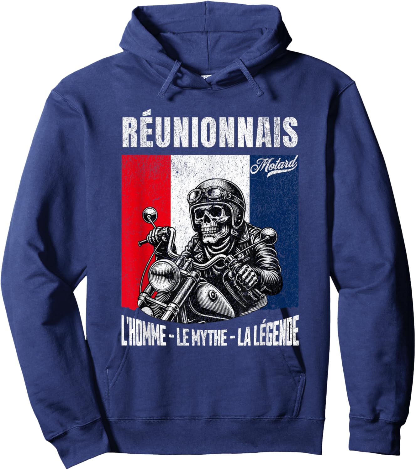 Réunionnais Biker Humour Man Reunion Island , Black, S Hoodie - Hoodie | Navy