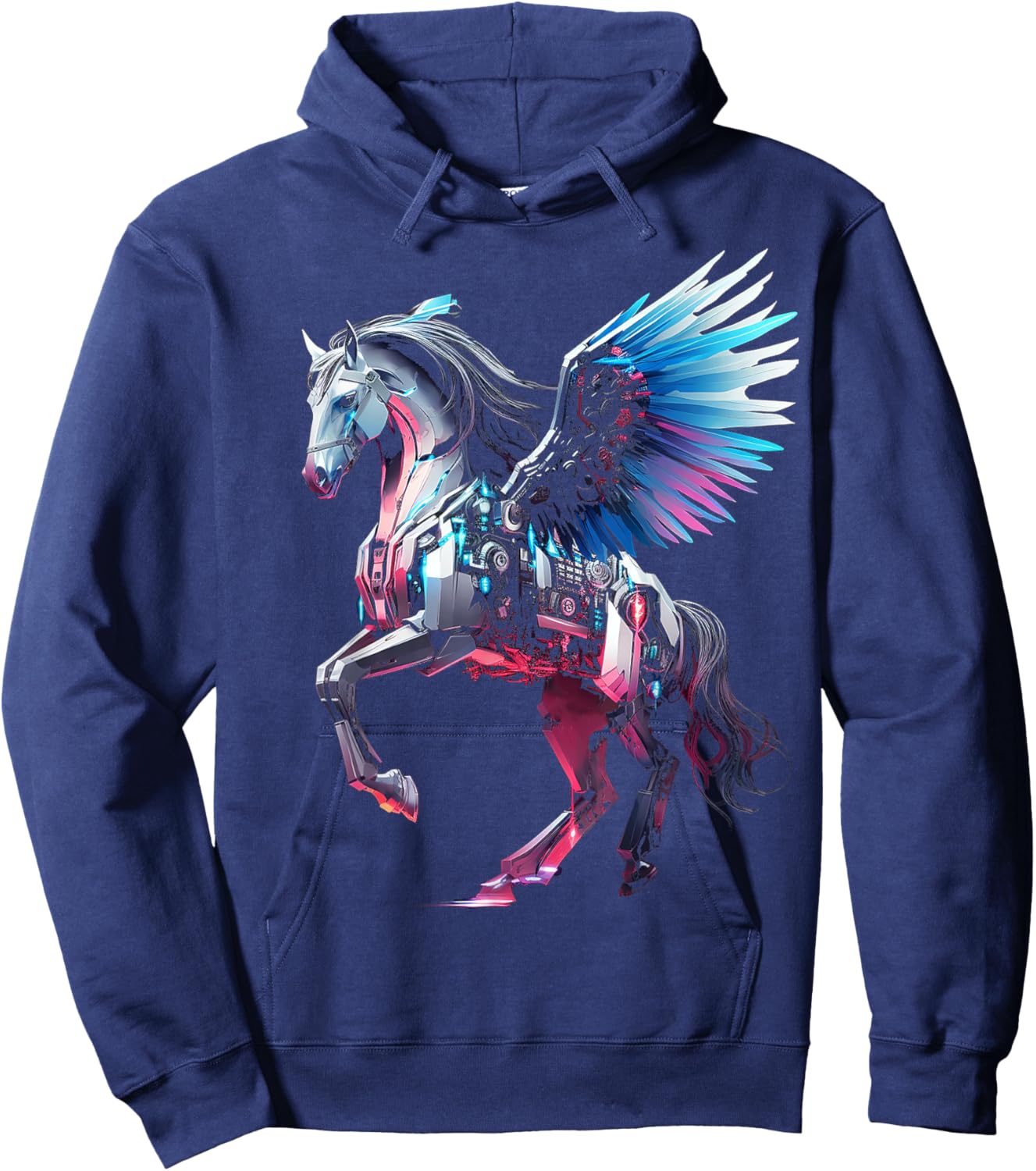 Pegasus Robot Art Animal Horse Geometric Graphic Unicorn Hoodie - Hoodie | Navy