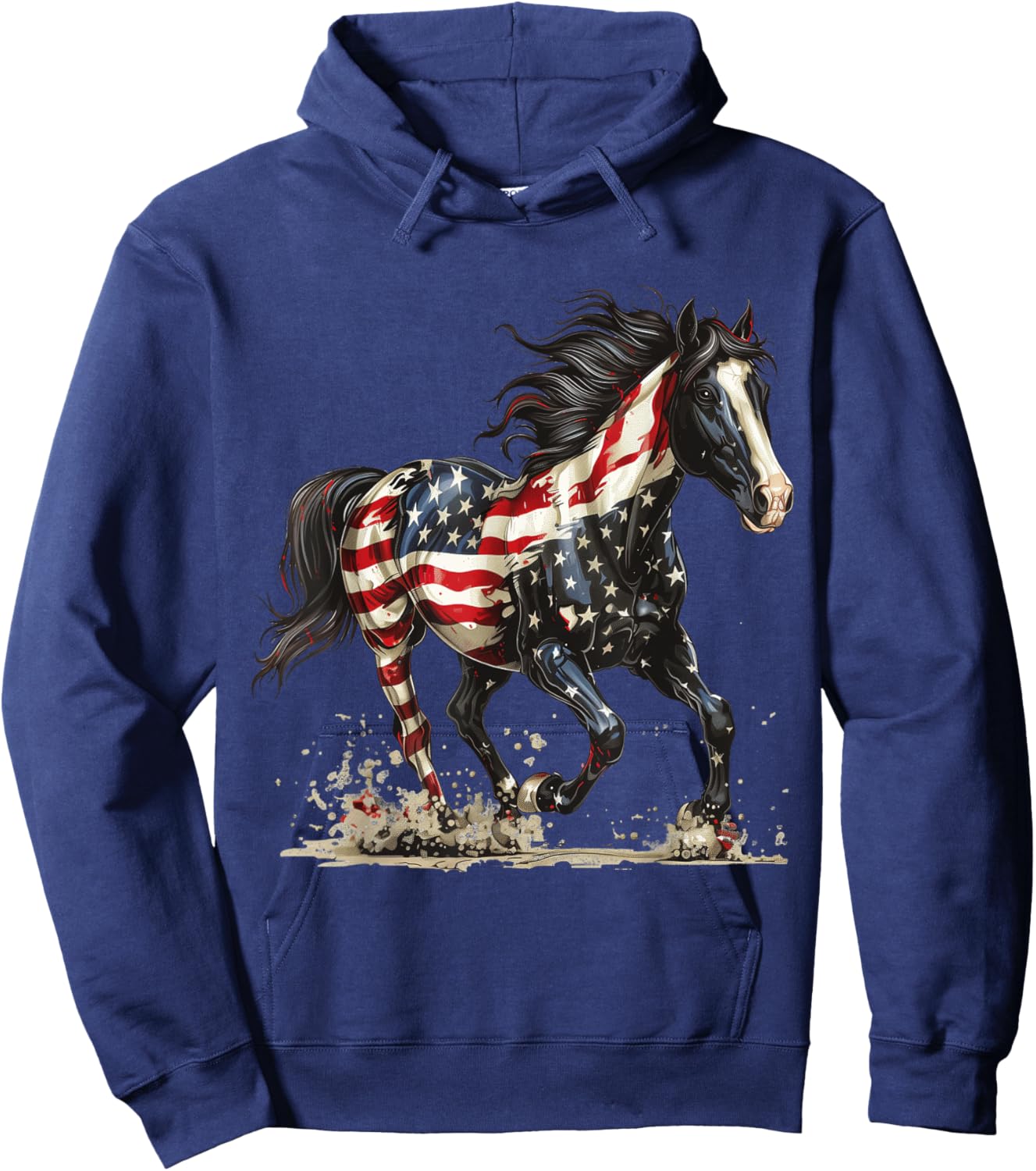 Patriotic Horse USA Flag Vintage Horse 4th of July Hoodie - Hoodie | Navy