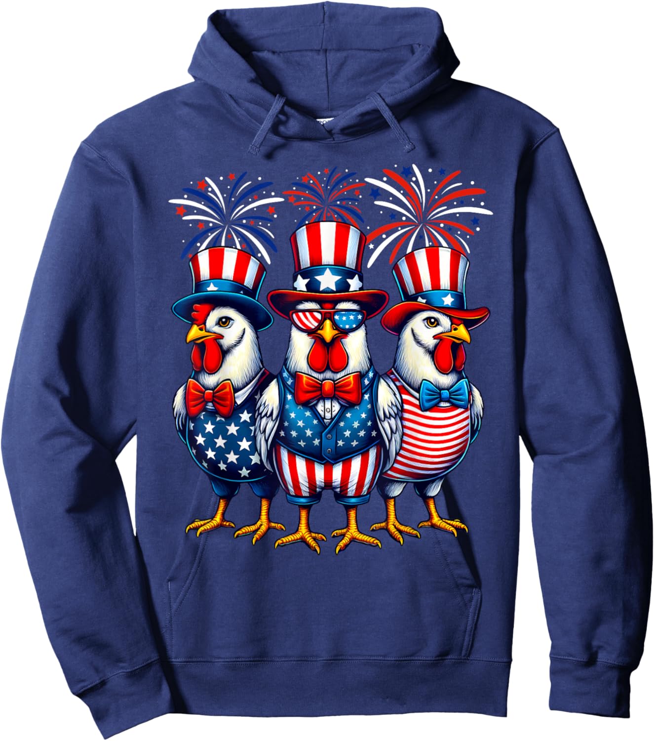 Patriotic Chicken USA Flag Chicken Lover 4th of July Hoodie - Hoodie | Navy