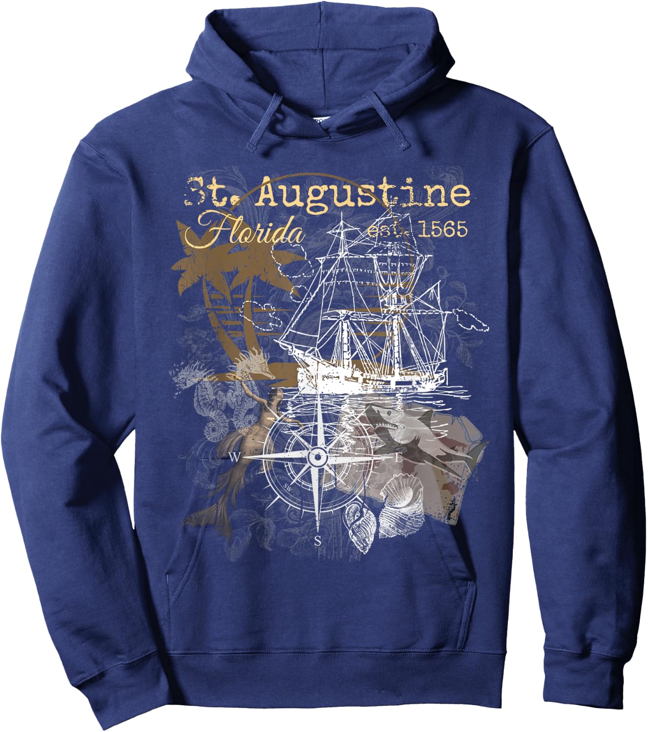 Vintage St Augustine Florida Shirt Old Historic 1565 Hoodie - Hoodie | Navy
