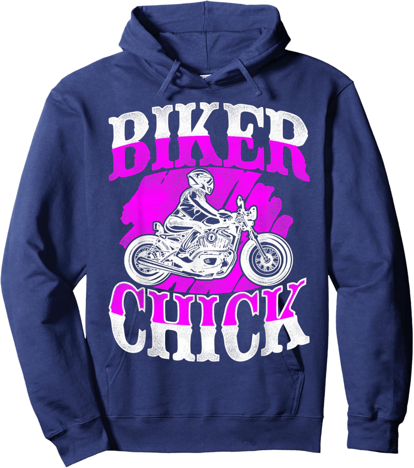 Classic Motorcycle Biker Girl Female Biker Chick Hoodie - Hoodie | Navy