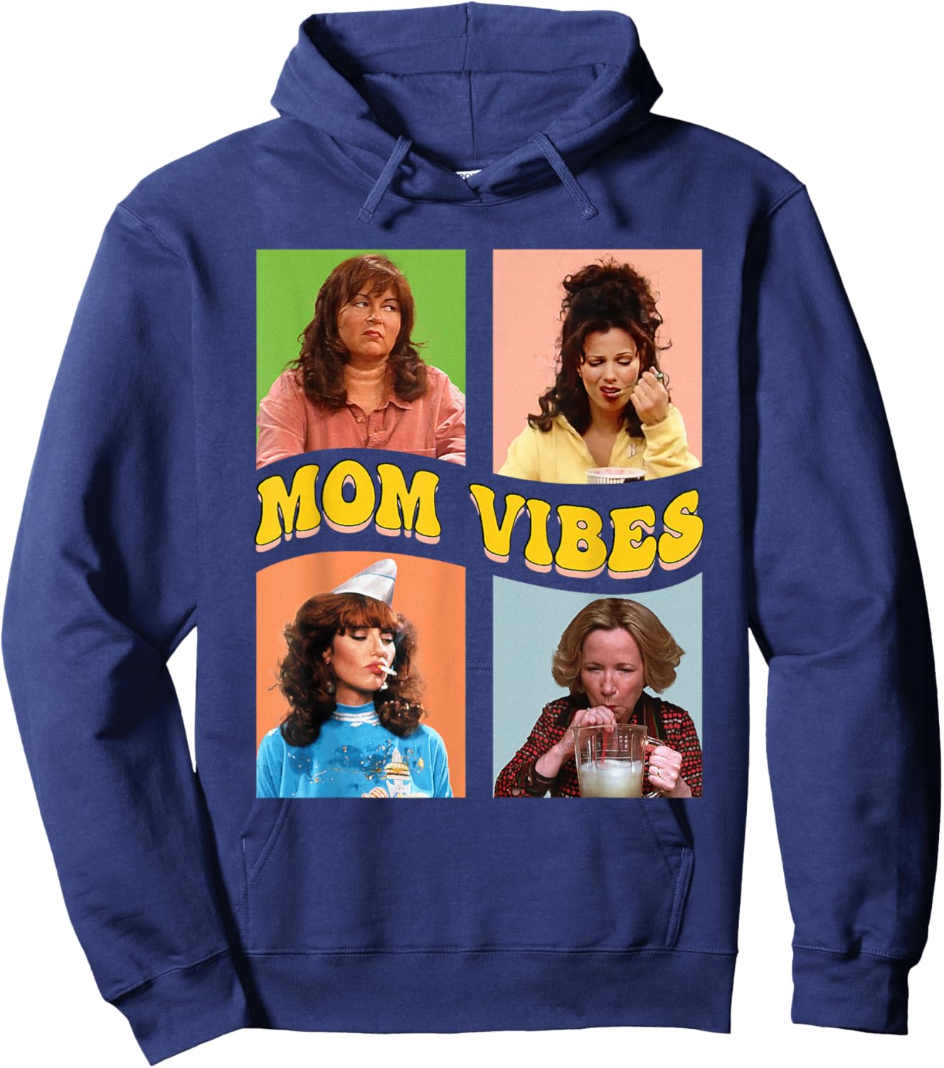 Retro Nineties Mom Vibes Vintage Mother's Day Shirt Women , Black, S Hoodie - Hoodie | Navy