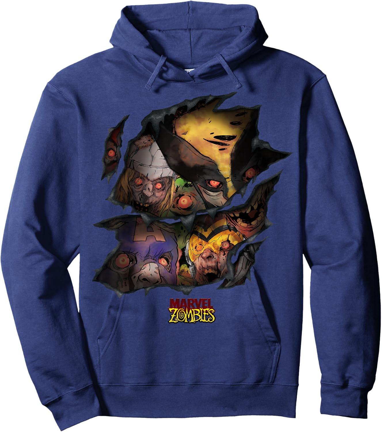 Marvel Zombies Group Shot Zombies Ripping Through Hoodie - Hoodie | Navy