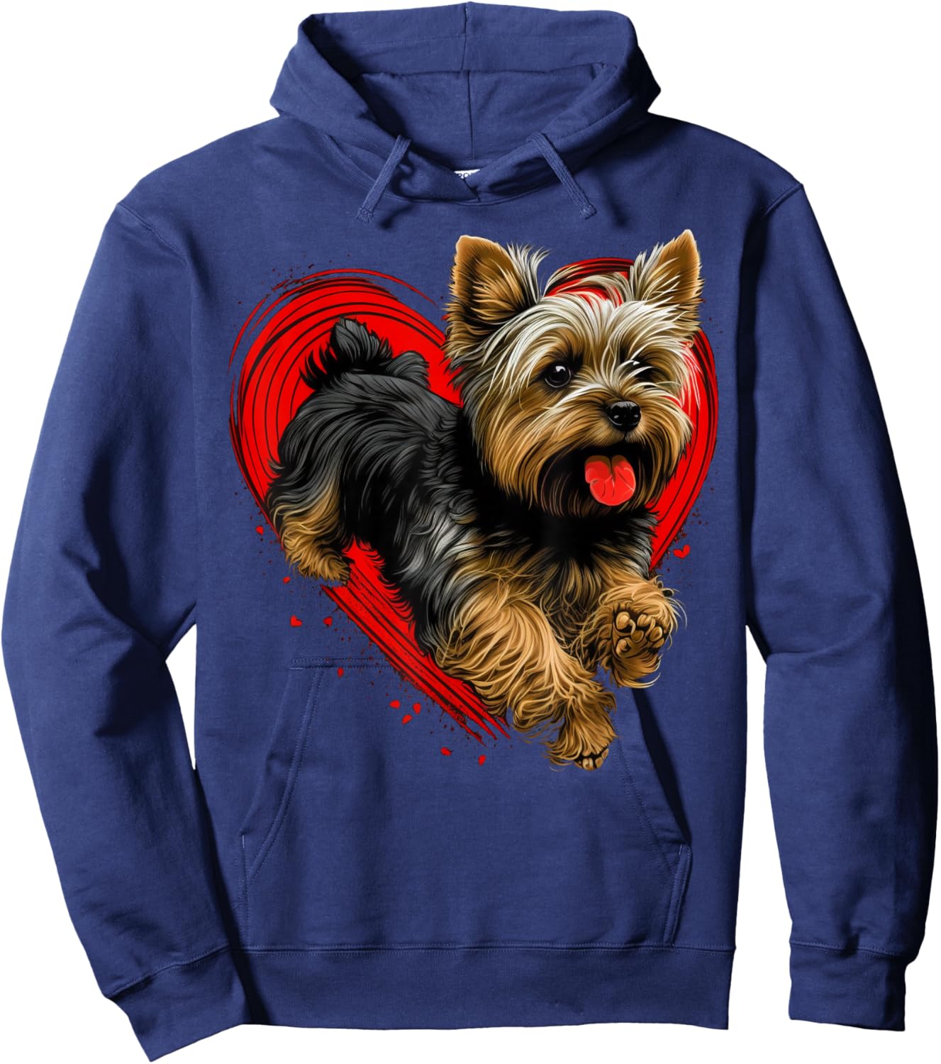 Cute Yorkshire Terrier Dog on Yorkshire Terrier Lover Hoodie - Hoodie | Navy
