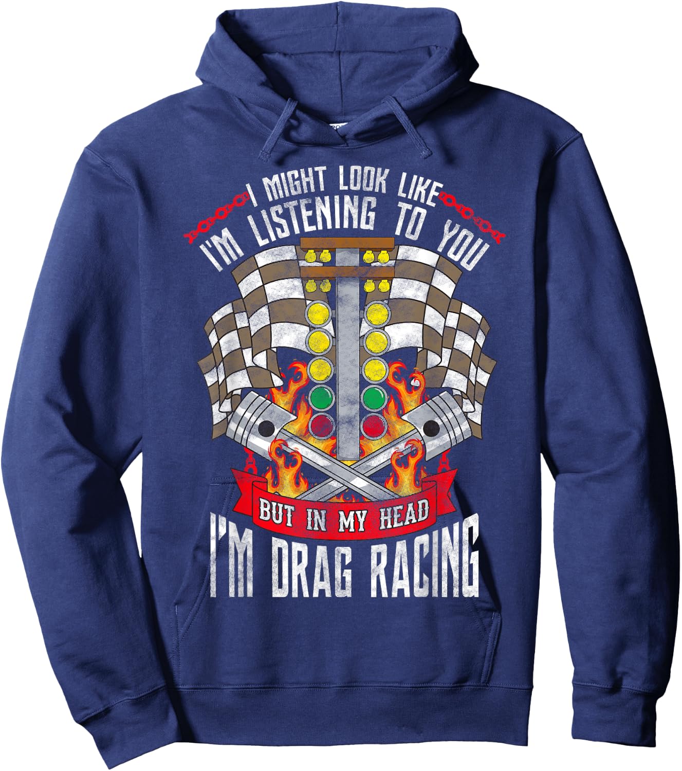 In My Head I'm Drag Racing Funny Car Hoodie - Hoodie | Navy