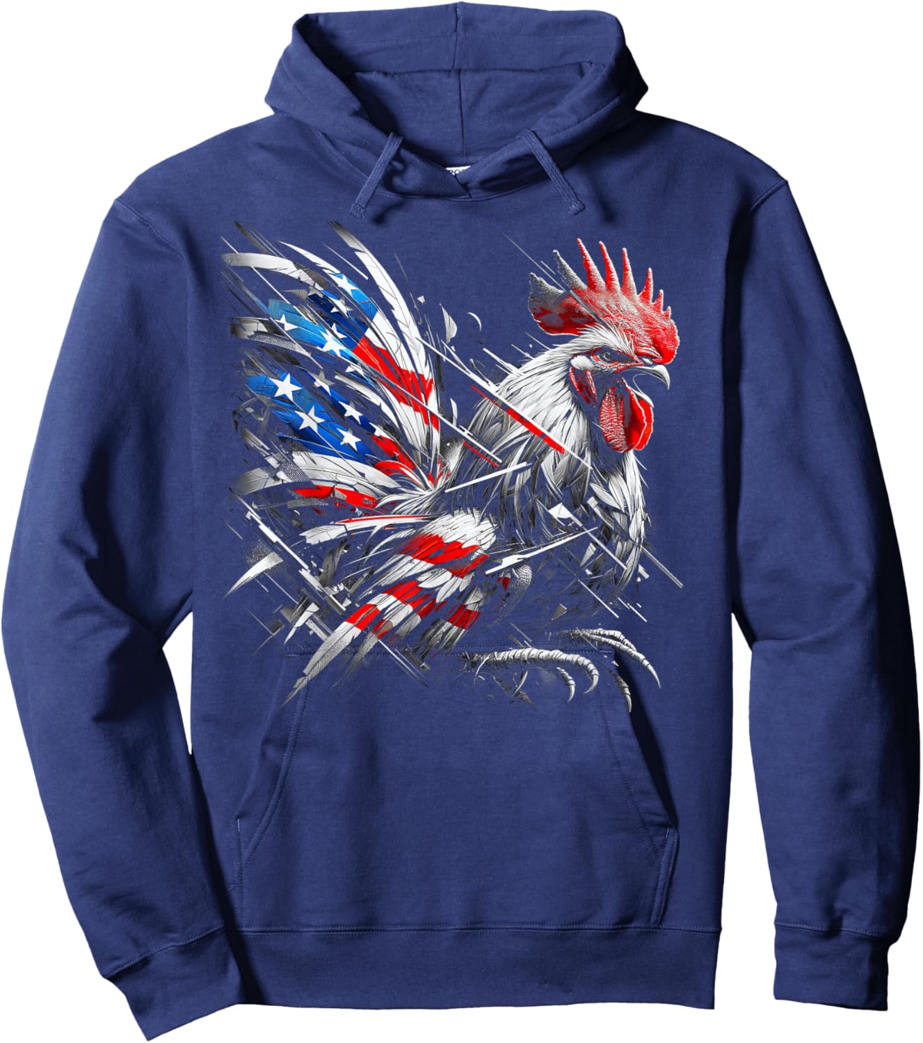 American Flag Rooster Chicken 4th of July Animal Hoodie - Hoodie | Navy