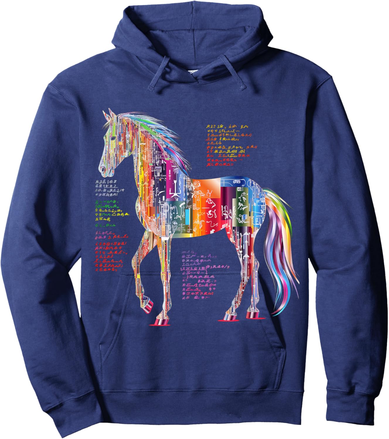 Horse Artwork Colorful Abstract Animal Art Graphic Horse Hoodie - Hoodie | Navy