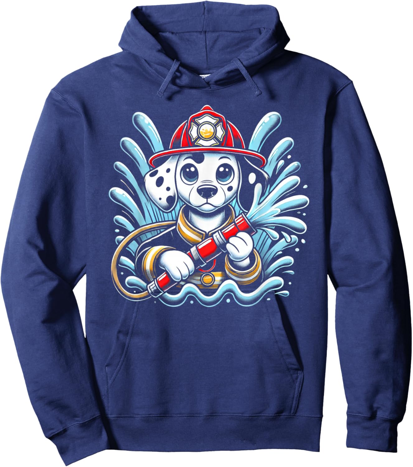 Cute Cartoon Dalmatian Dog Firefighter Fireman For Children Hoodie - Hoodie | Navy
