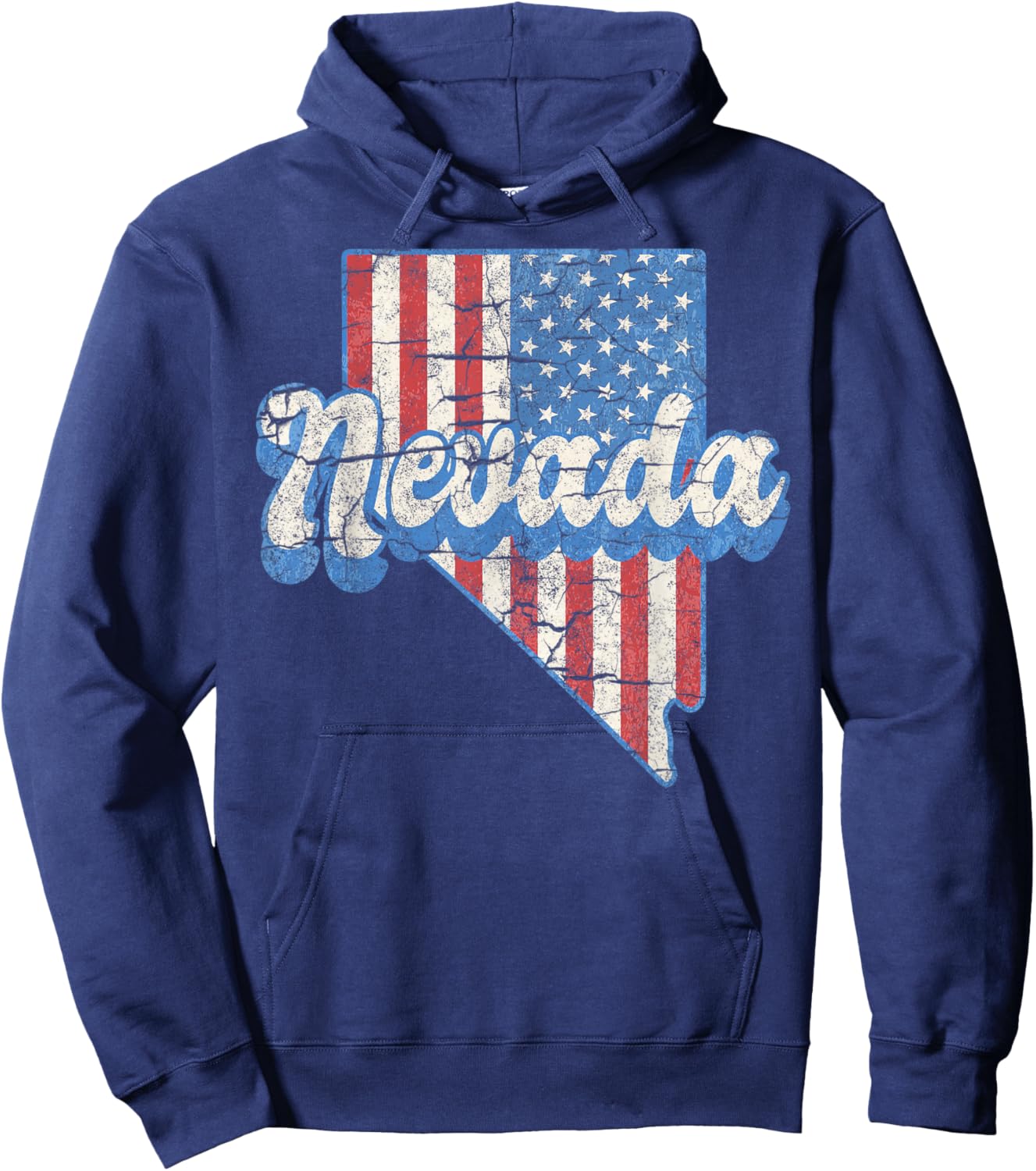 Silver Nevada State NV Vacation US Flag Camping Hiking Hoodie - Hoodie | Navy