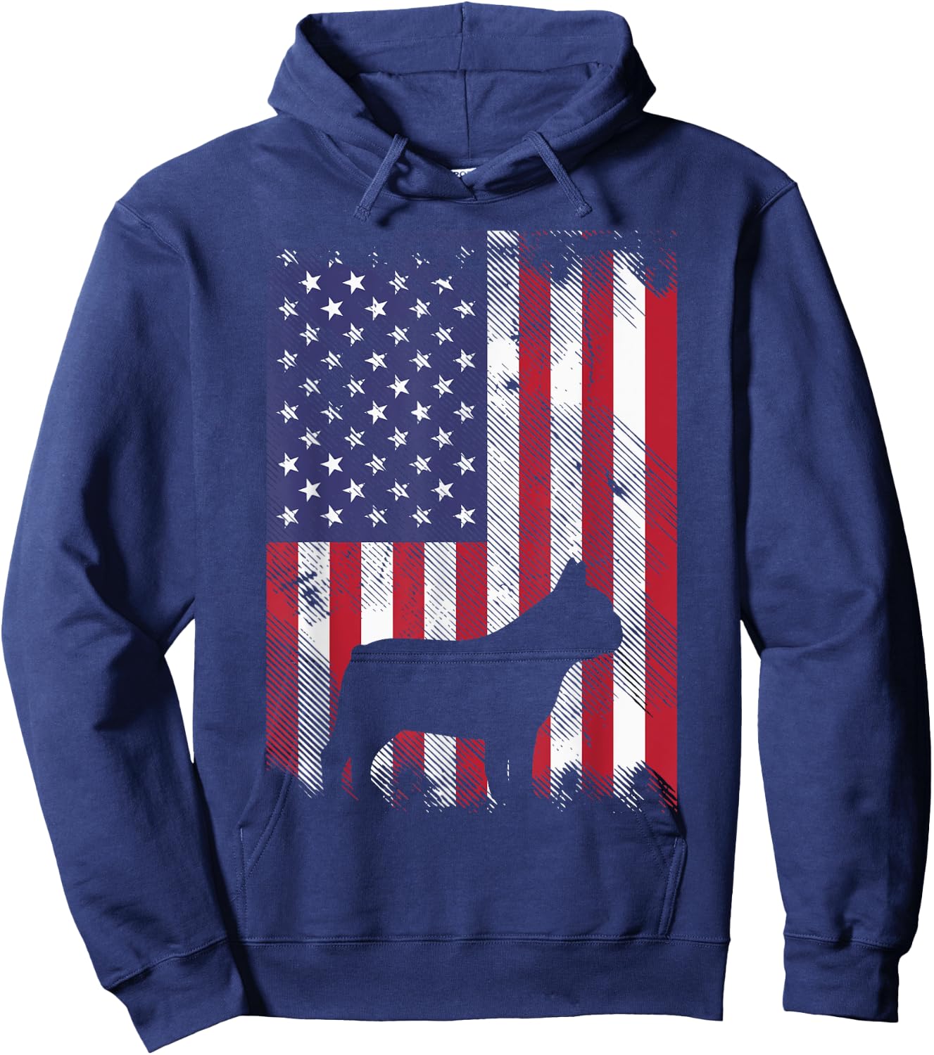 American Flag French Bulldog Frenchie Patriotic 4th Of July Hoodie - Hoodie | Navy
