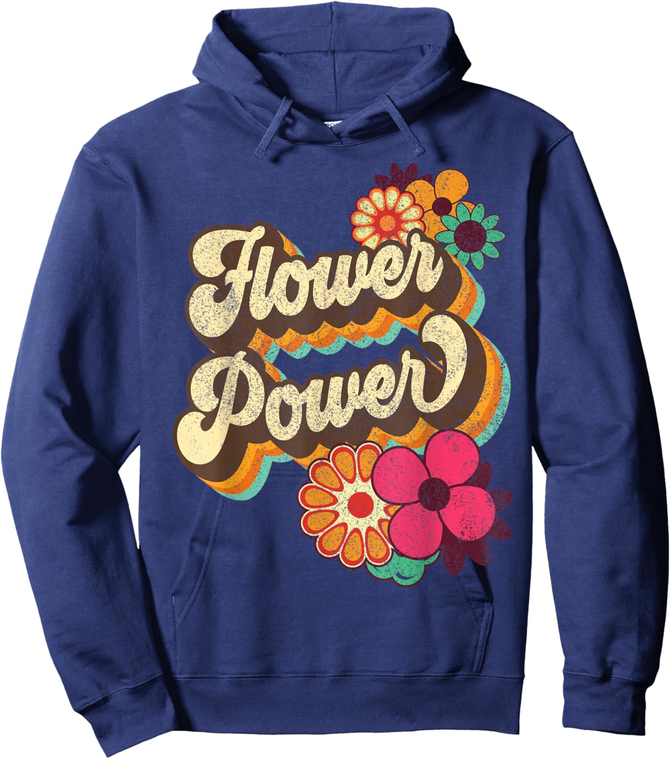 Flower Power 60s 70s Hippie Retro Groovy Positive Vibes Hoodie - Hoodie | Navy