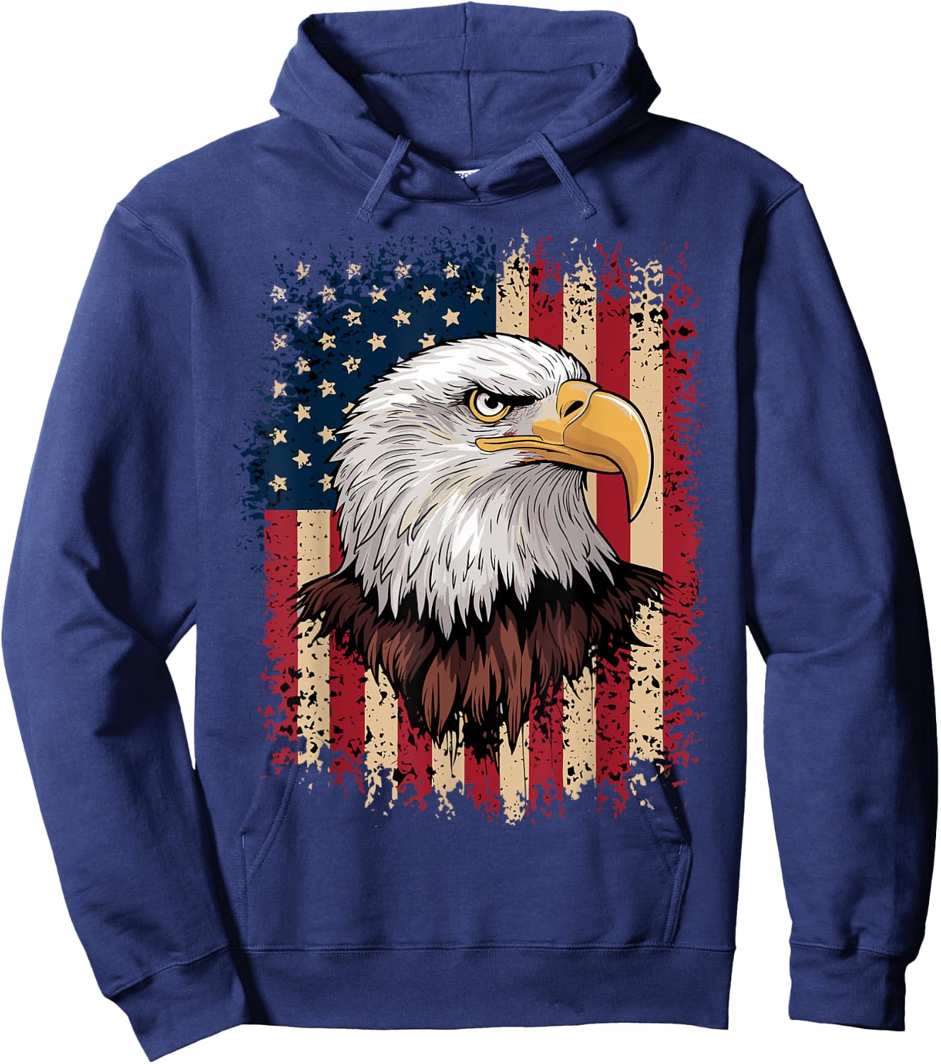American Flag Bald Eagle Patriotic Hoodie - Hoodie | Navy
