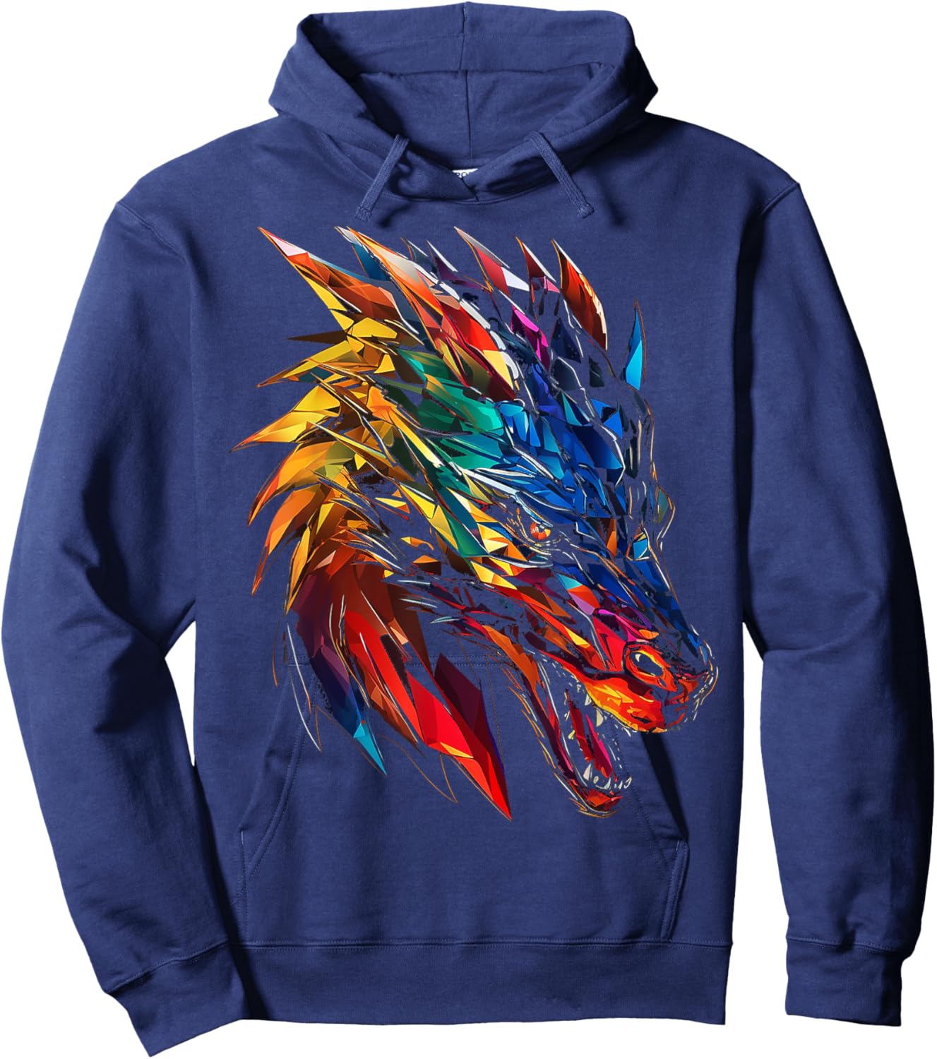 Dragon Colorful Polygon Animal Abstract Art Dragon Hoodie - Hoodie | Navy