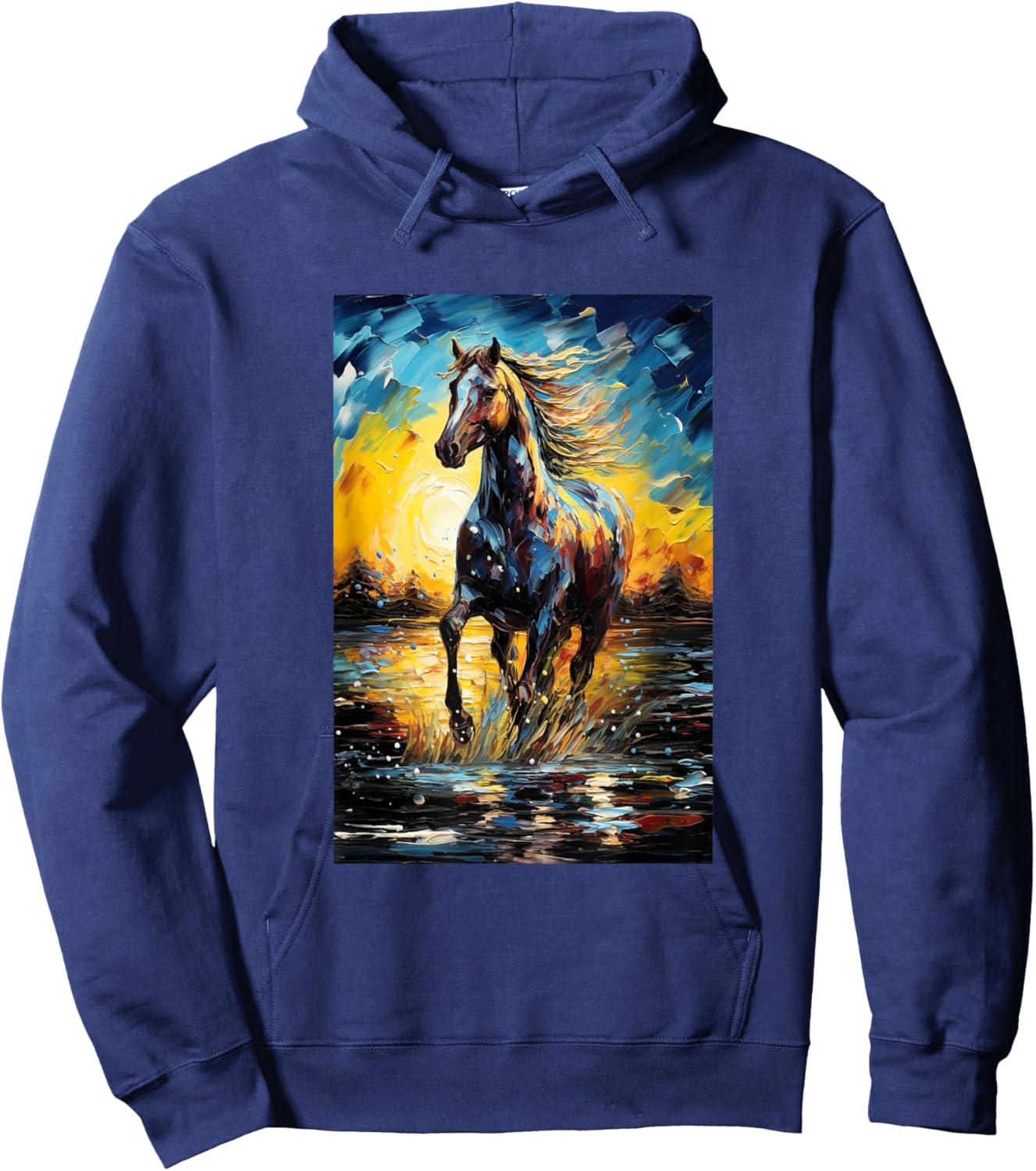 Horse Equestrian Riding - Van Gogh Style - Starry Night Hoodie - Hoodie | Navy