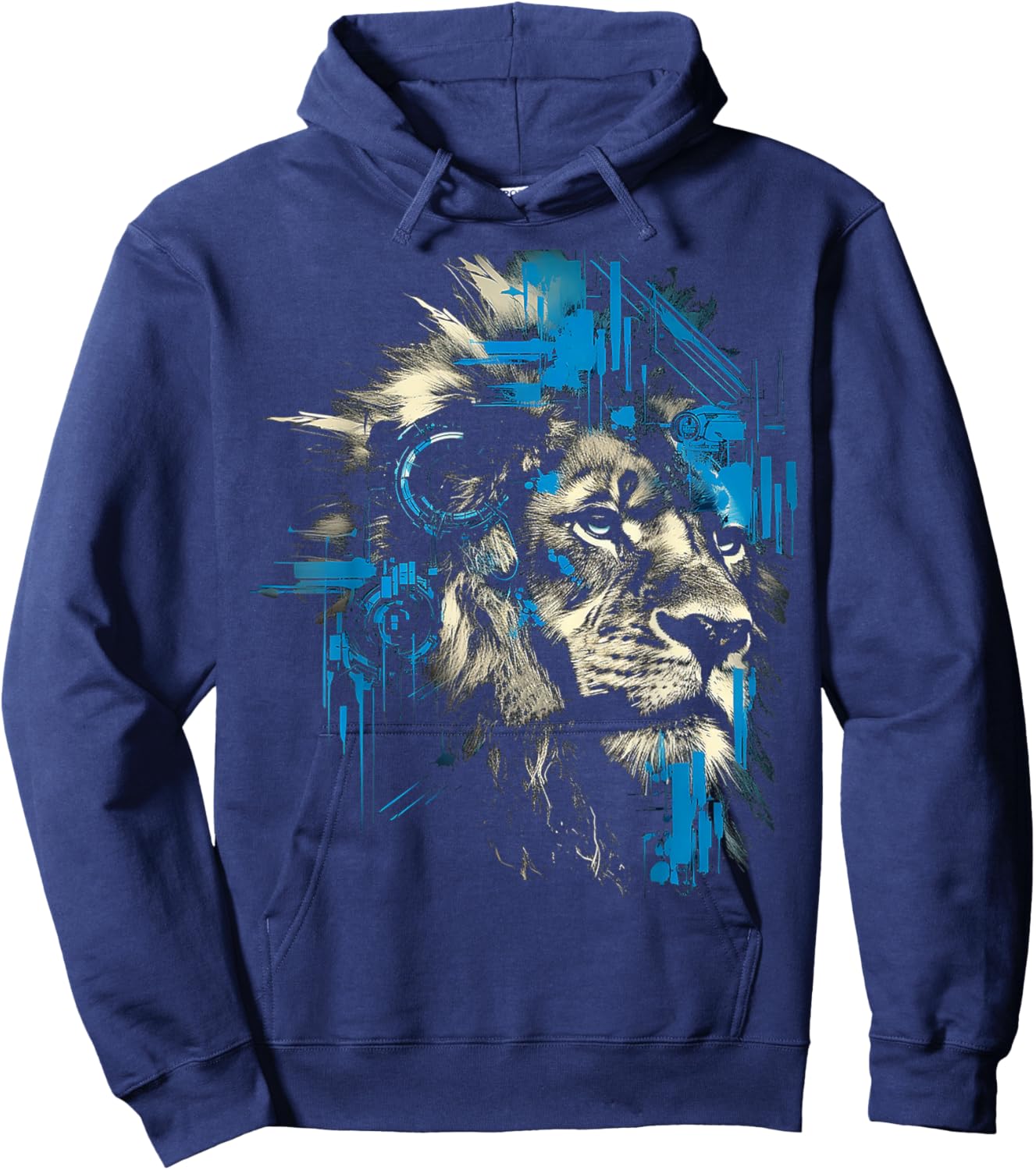 Lion Lover Abstract Animal Art Drawing Graphic Lion Hoodie - Hoodie | Navy
