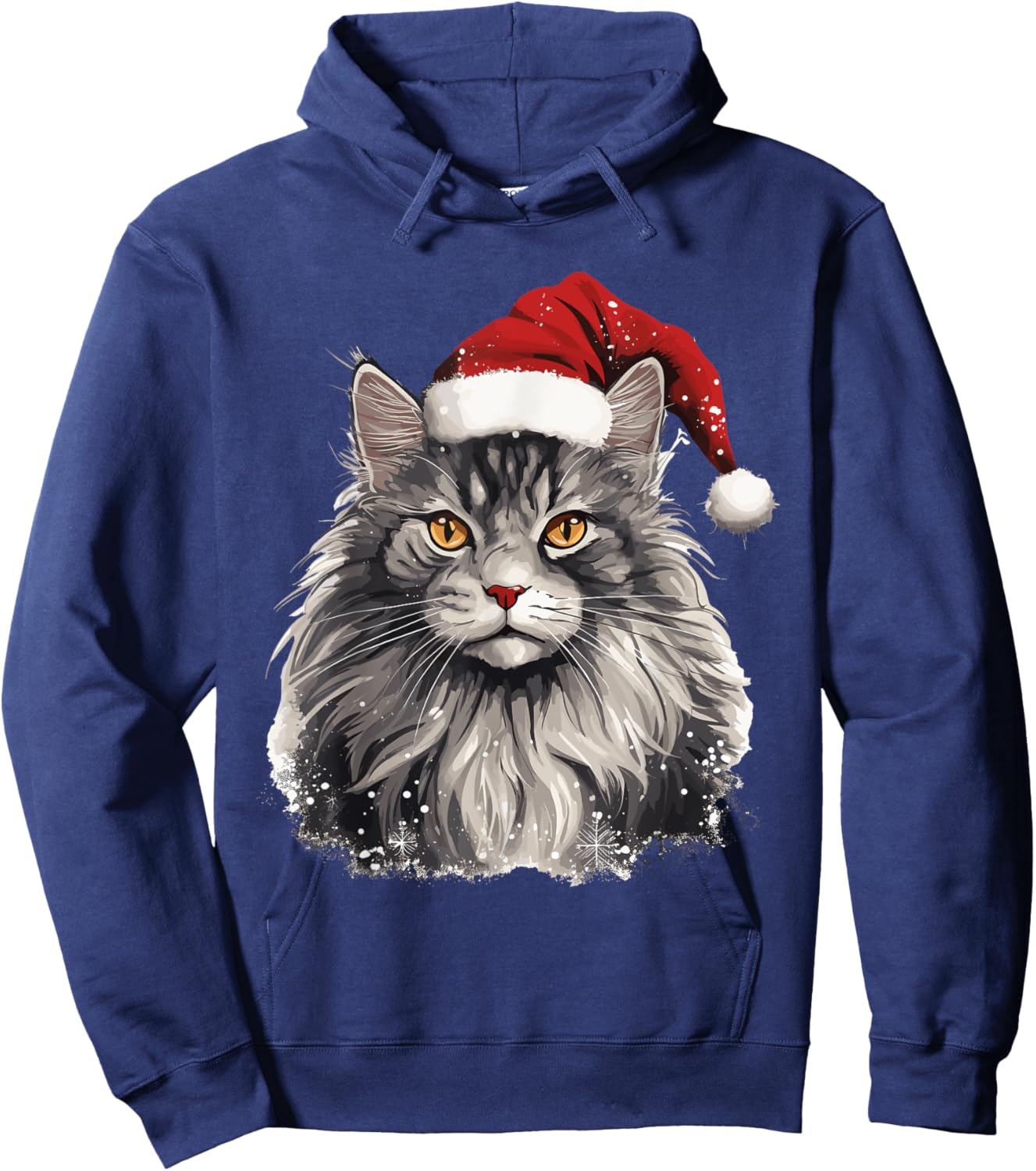 Maine Coon Cat Breed Pet with a Christmas Hat Hoodie - Hoodie | Navy