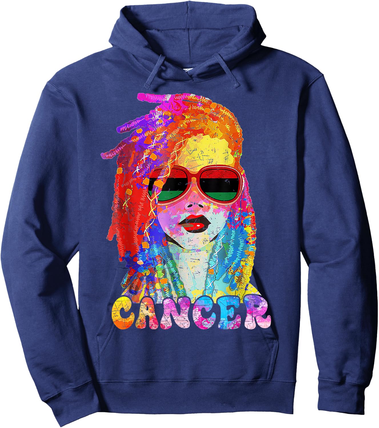 Cancer Girl Loc'd Hair Art Zodiac Birthday Black Woman Hoodie - Hoodie | Navy