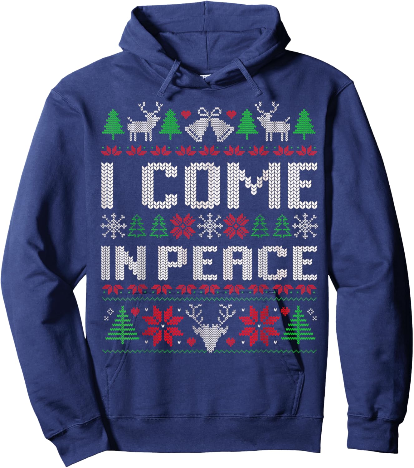 I Come In Peace I'm Peace Funny Matching Couple Christmas Hoodie - Hoodie | Navy