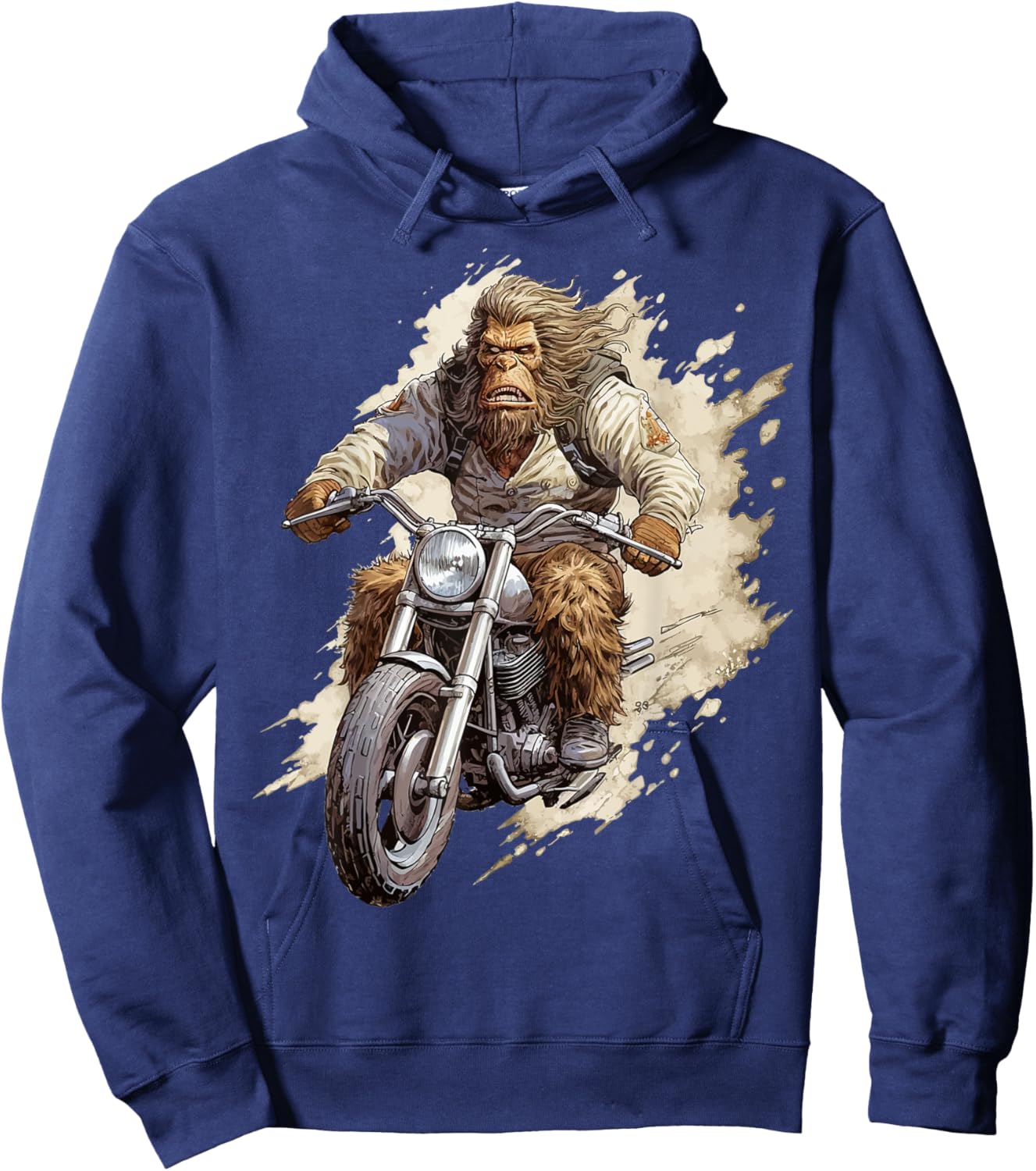 Bigfoot Biker Funny Sasquatch Bigfoot Riding A Motorcycle Hoodie - Hoodie | Navy