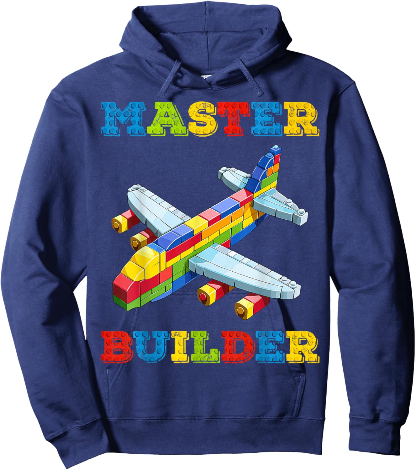Cute Master Builder Kids Building Blocks Toy Plane Lover Hoodie - Hoodie | Navy