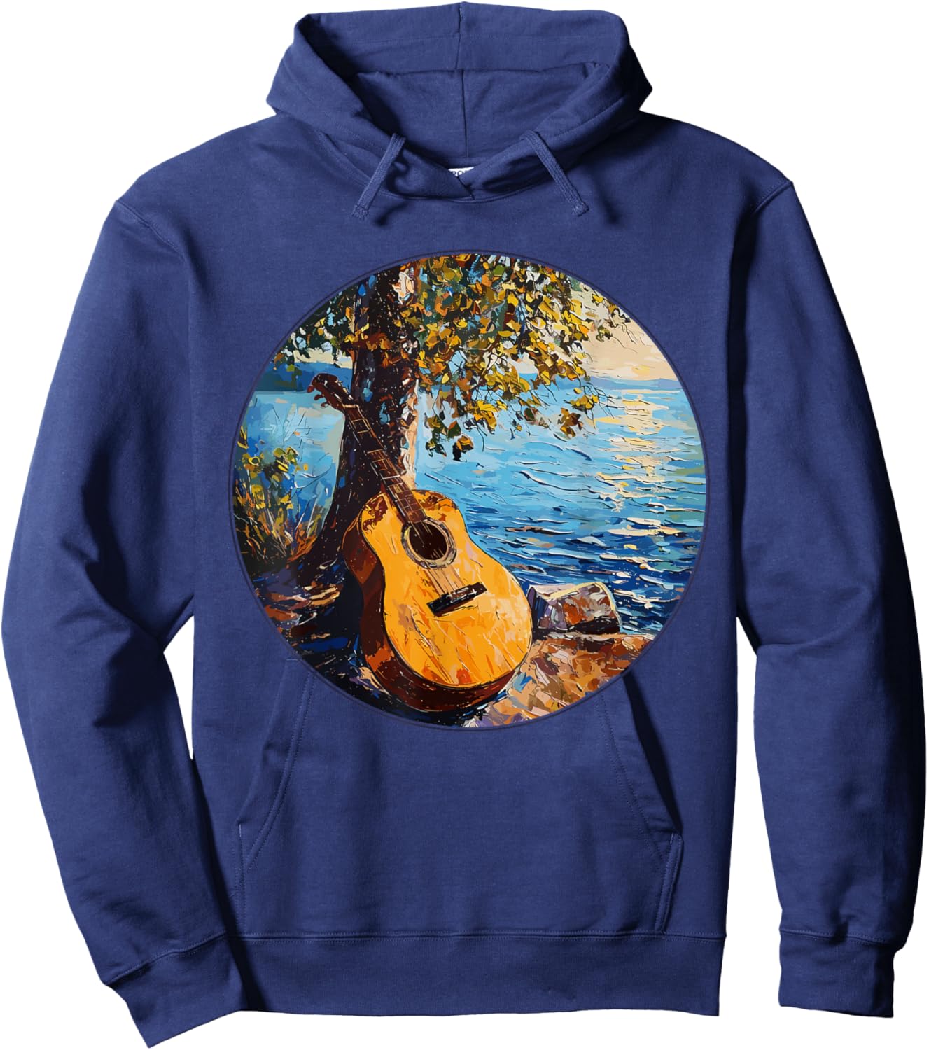 Acoustic Guitar By The Lake Guitarist Hoodie - Hoodie | Navy