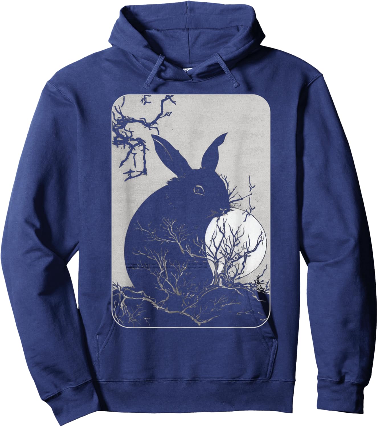 Rabbit Lover, Rabbit and Moon Hoodie - Hoodie | Navy