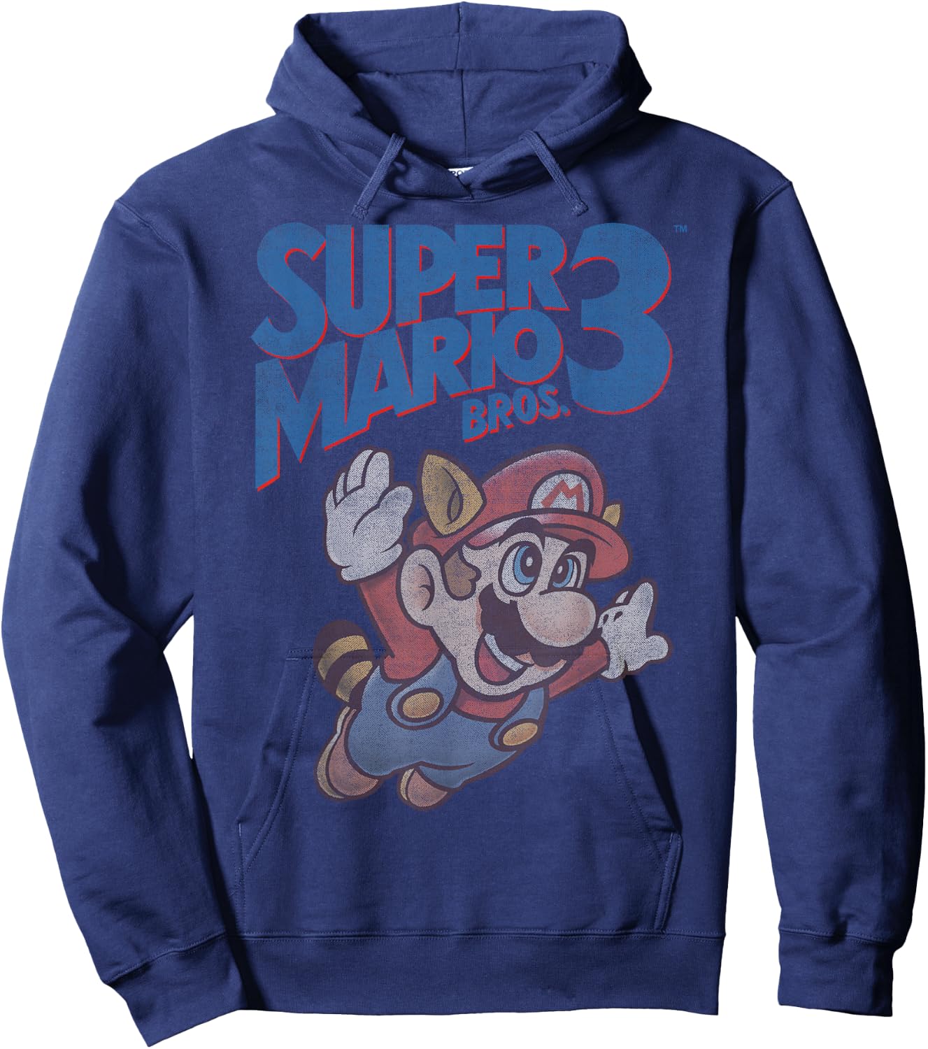 Super Mario 3 Flying Mario Vintage Distressed Poster Hoodie - Hoodie | Navy