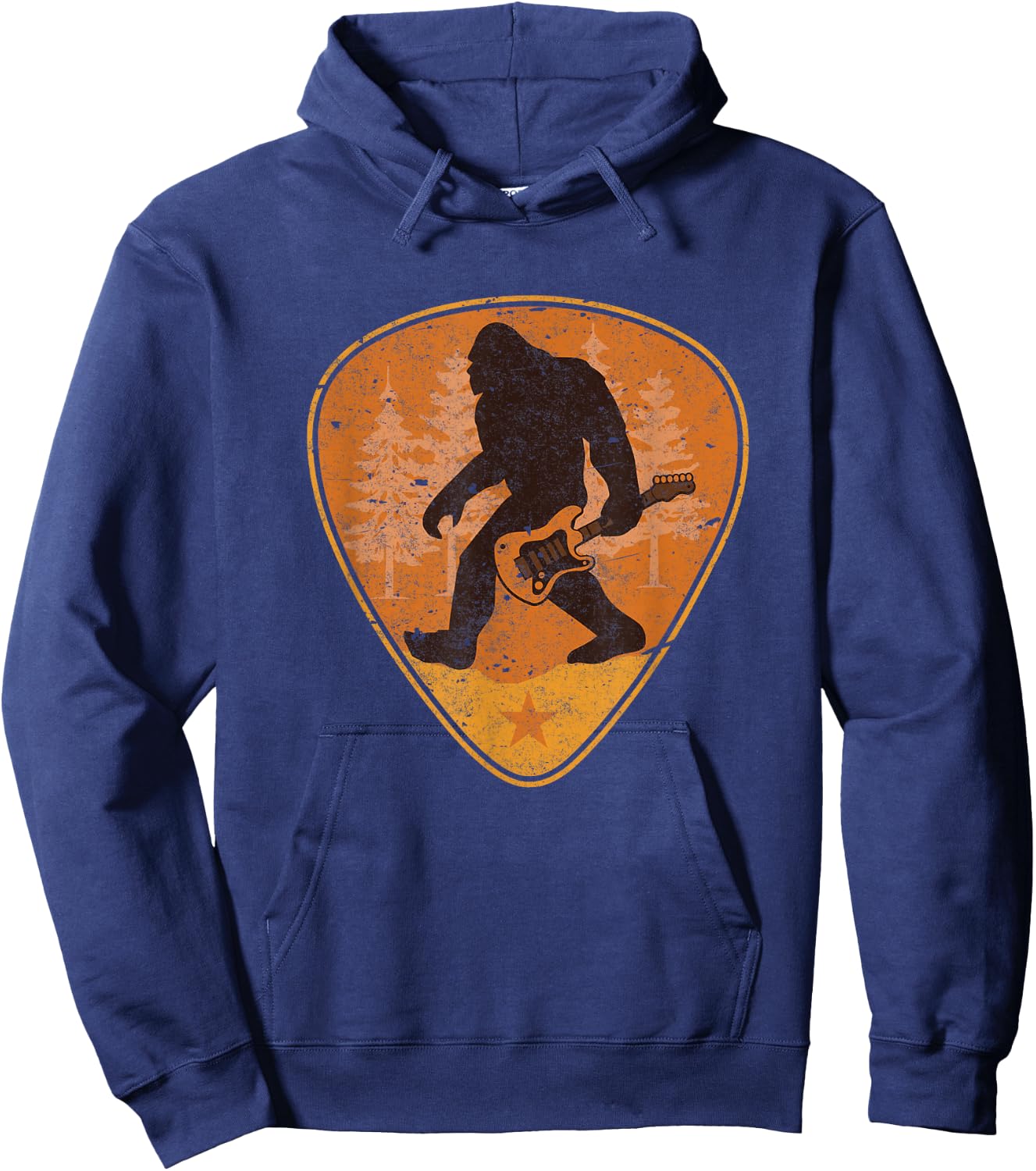 Bigfoot Guitar Sasquatch Yeti Shirt Guitarist Music Men Hoodie - Hoodie | Navy