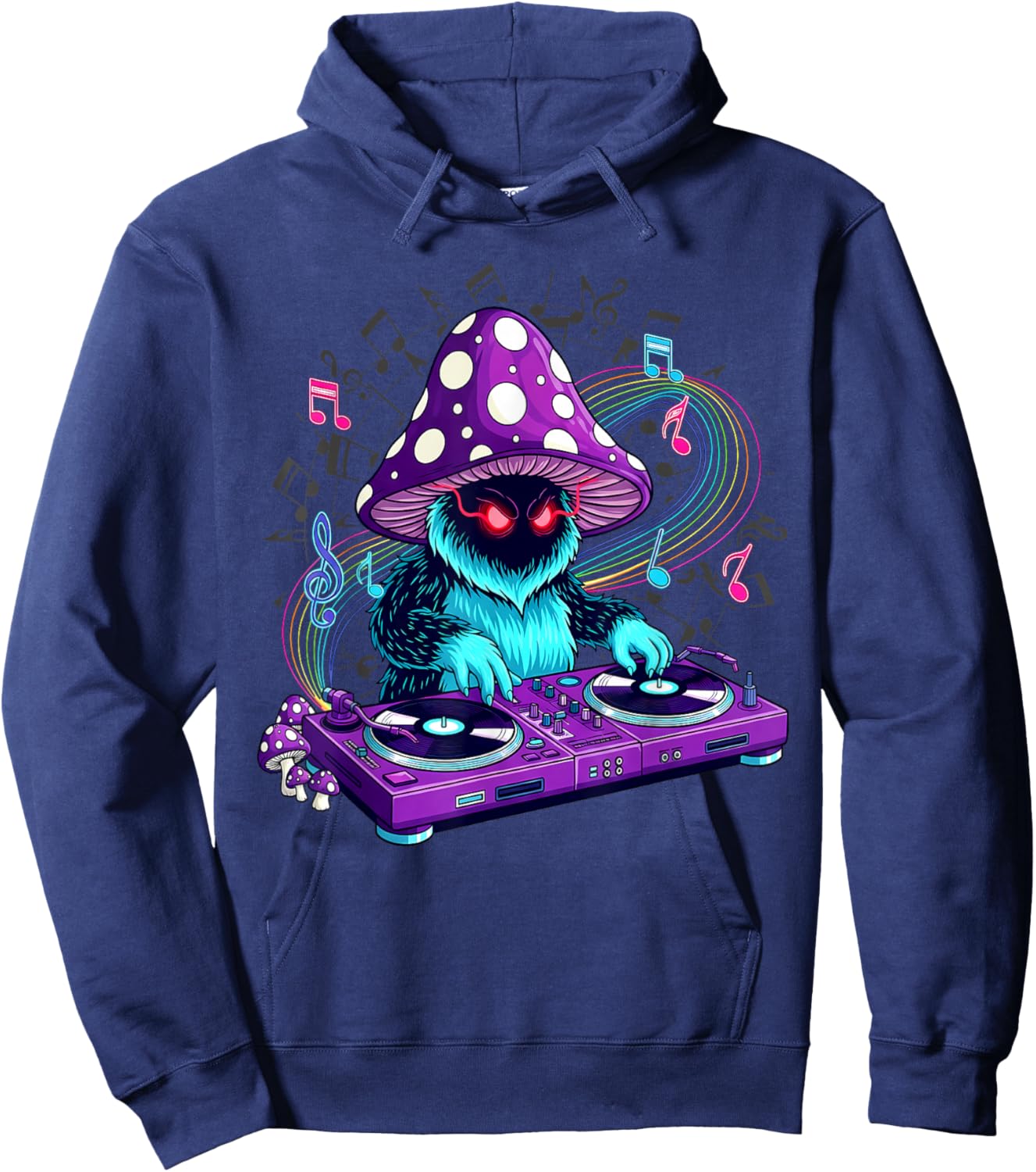 EDM Rave Outfits Festival Electronic Music Graphic Trippy DJ Hoodie - Hoodie | Navy