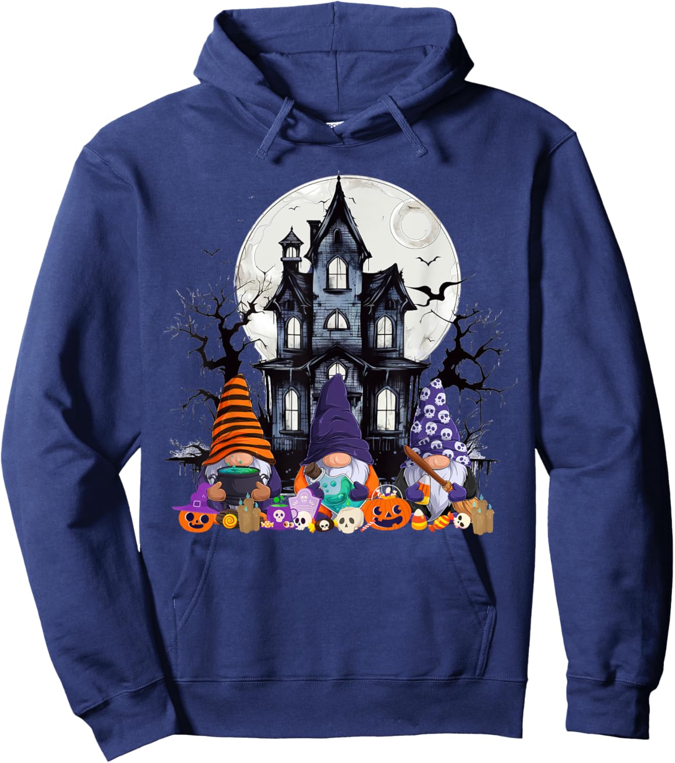 Gnome Witch Halloween Pumpkin Autumn Fall Holiday 2024 Hoodie - Hoodie | Navy