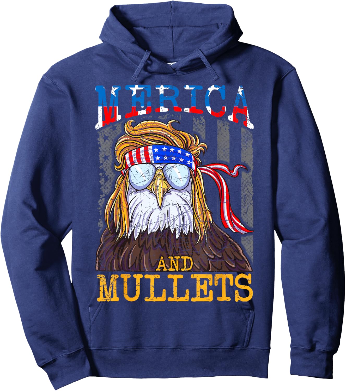 Eagle Mullet Merica Shirt, Funny Redneck Merica & Mullets Hoodie - Hoodie | Navy