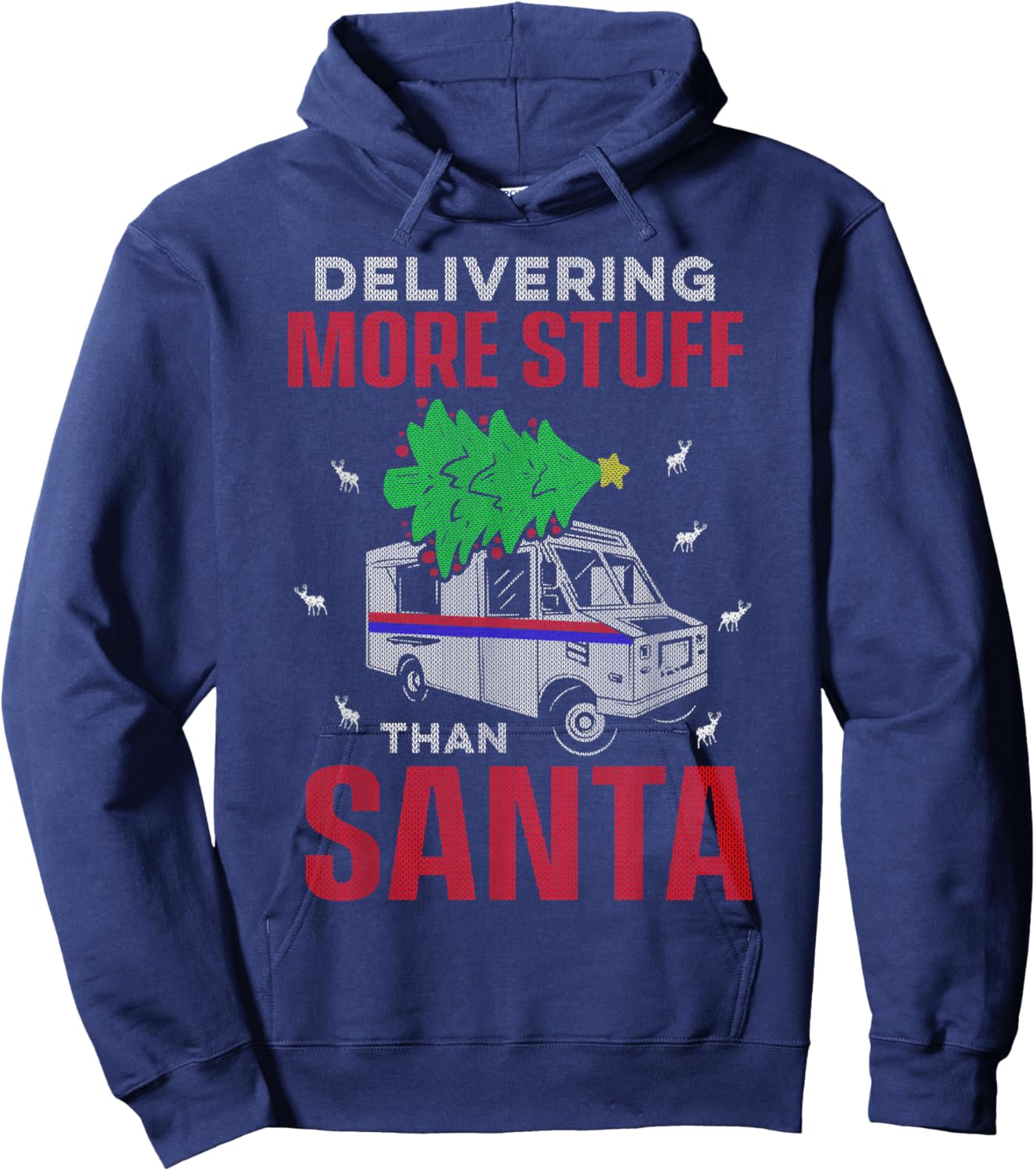 Postal Worker Ugly Christmas Design Santa Mailman Hoodie - Hoodie | Navy