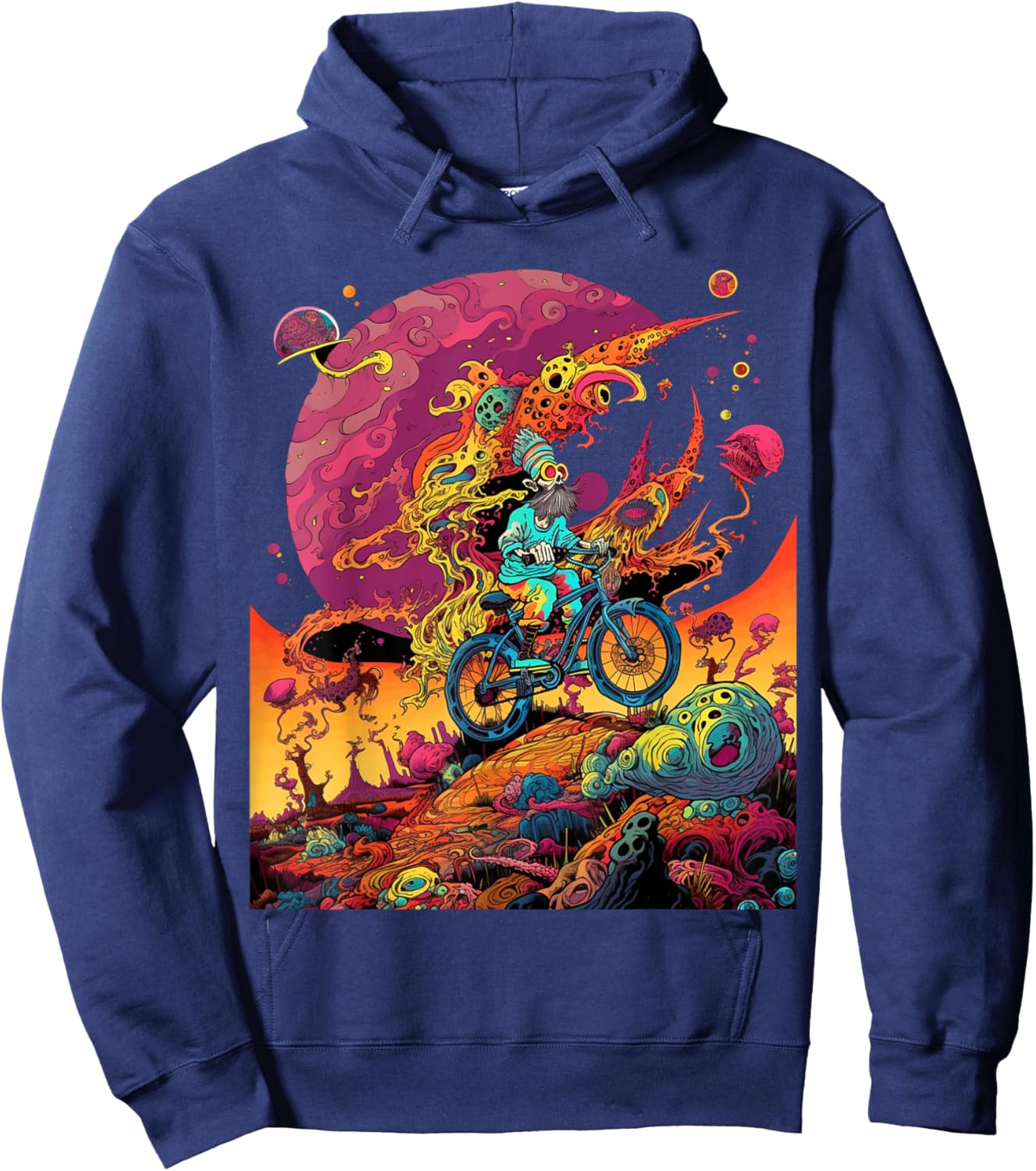 Bicycle Day Hofmann Trip | Psychedelic Comic Style Hippie Hoodie - Hoodie | Navy