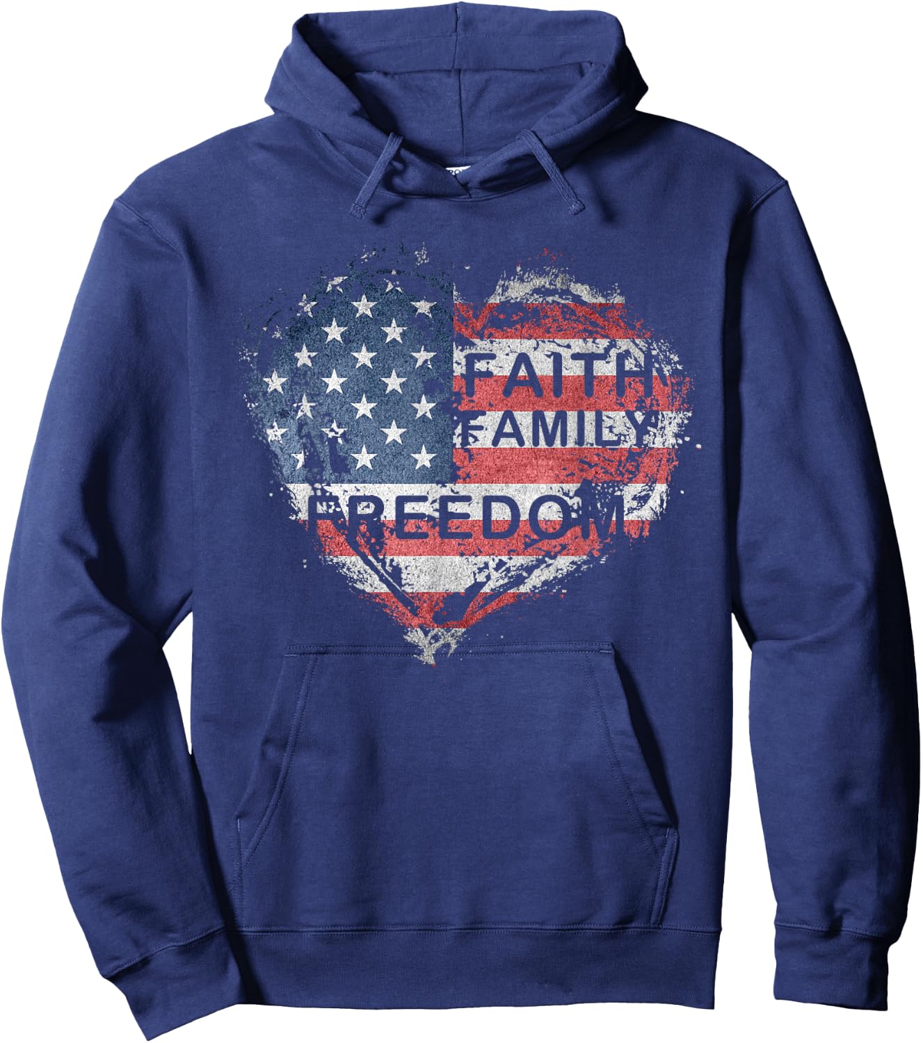 Faith, Family, Freedom Independence Day Heart Hoodie - Hoodie | Navy