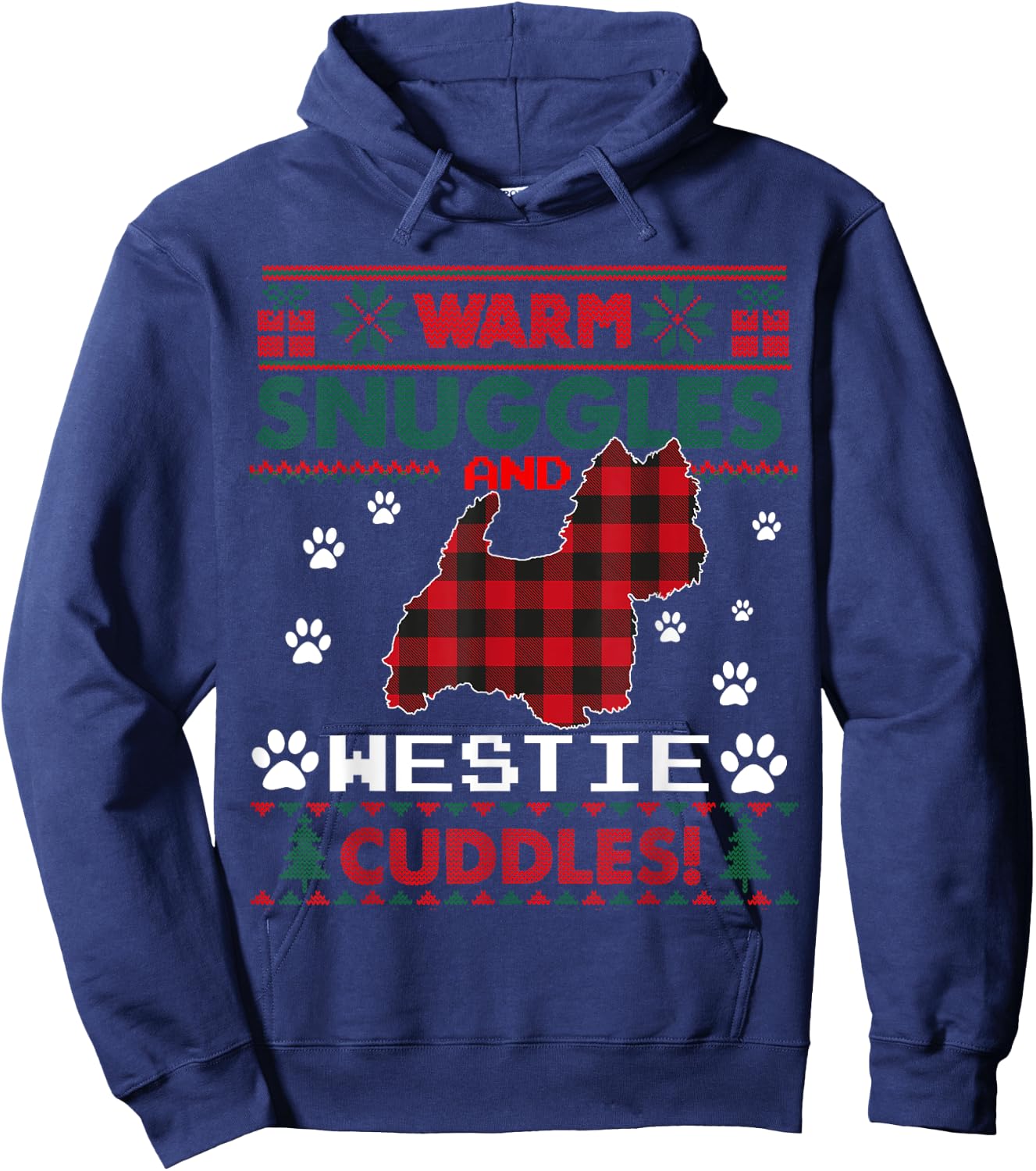 Westie Dog Christmas Pajama Shirt Ugly Christmas Sweater Hoodie - Hoodie | Navy