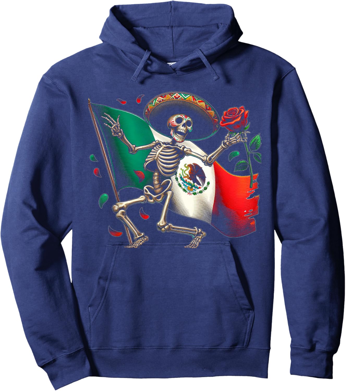 Mexico Gift Rose Tijuana Mexican Hispanic Pride Poncho Hoodie - Hoodie | Navy