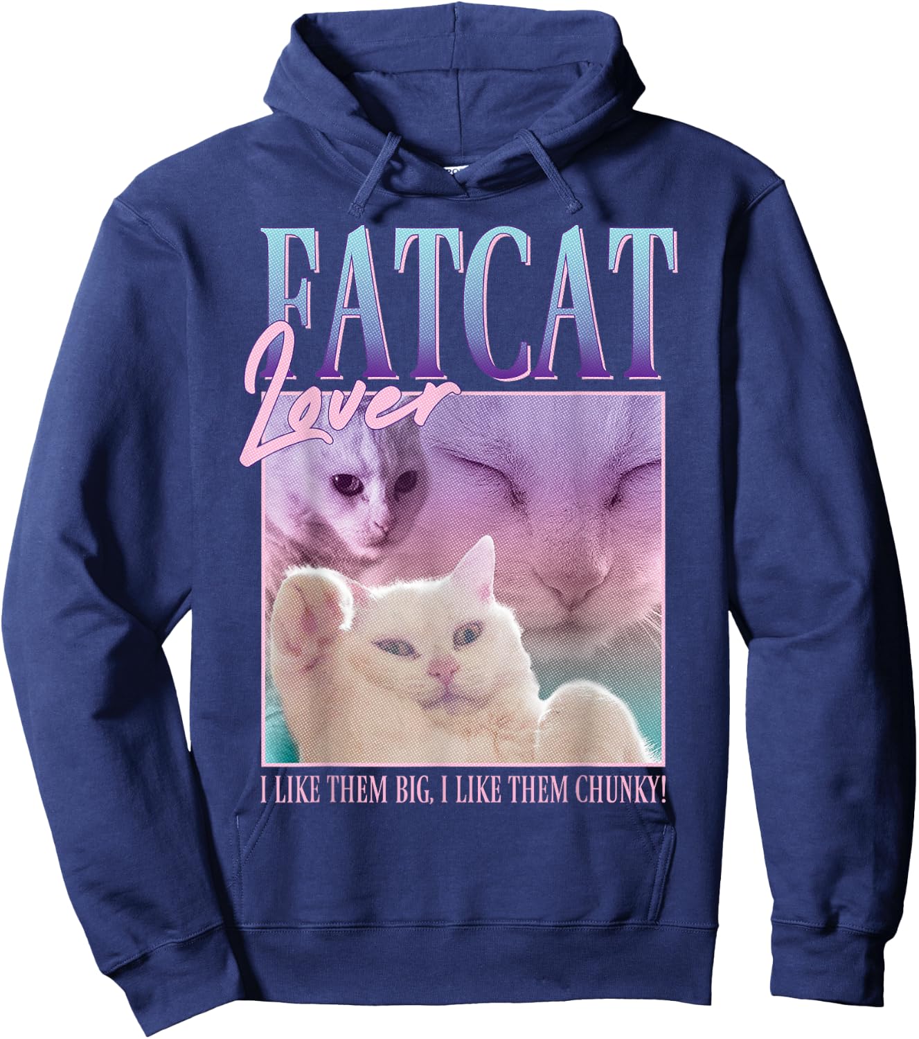 Fat Cat White Kitten Thick Pet Cat Owners Hoodie - Hoodie | Navy